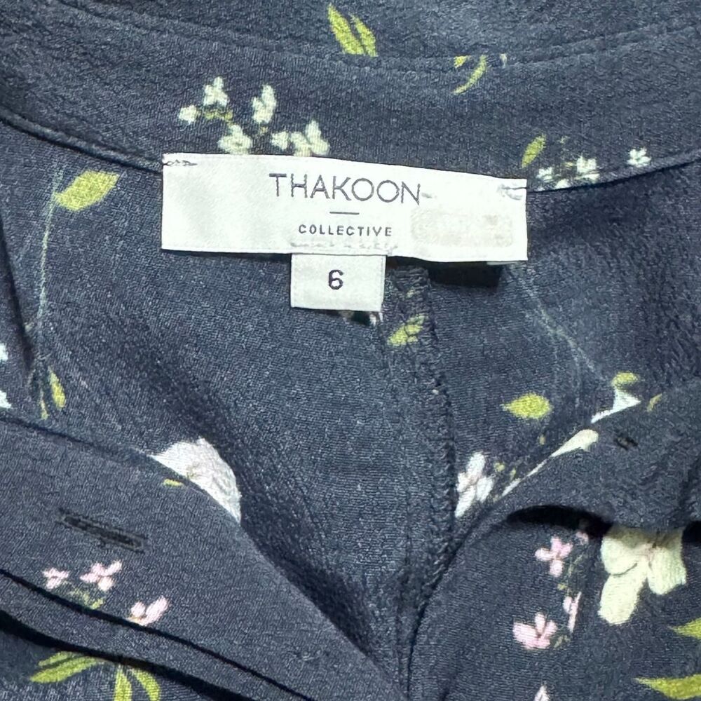 THAKOON COLLECTION x RTR Womens Collared Jumpsuit Navy Floral Size 6 - Picture 8 of 9
